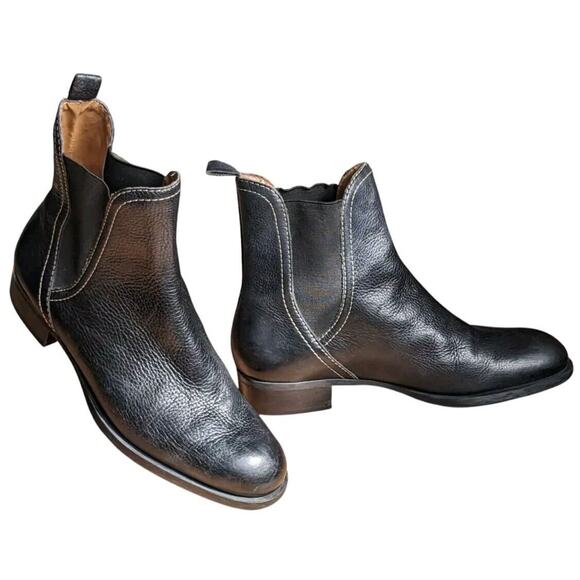 Antonio Melani Chelsea Boots Womens 6 Black Pebbled Italian Leather Ankle Bootie - Picture 10 of 14